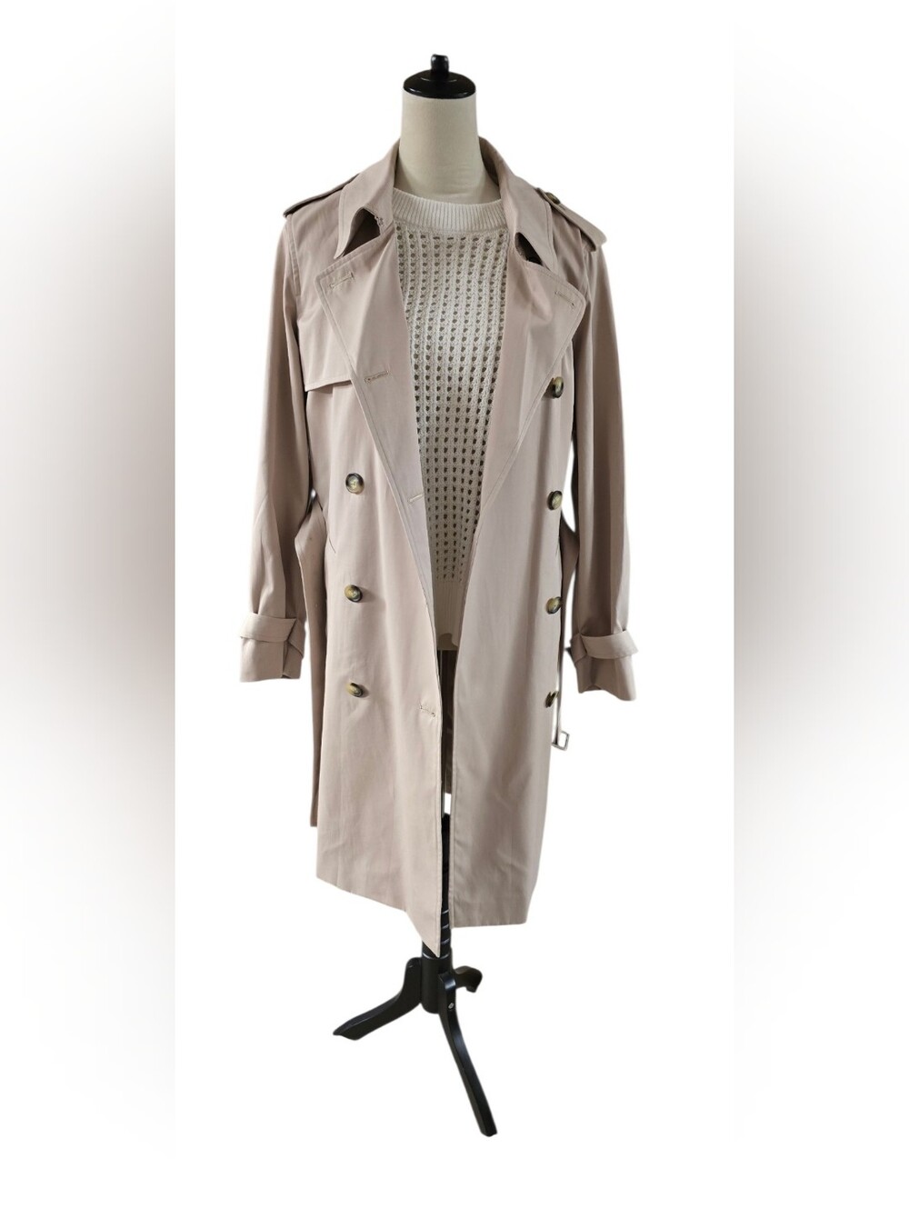Marks & Spencer M&S Collection Double-Breasted Trench Coat in Sand, US 14/UK18 - Picture 3 of 15